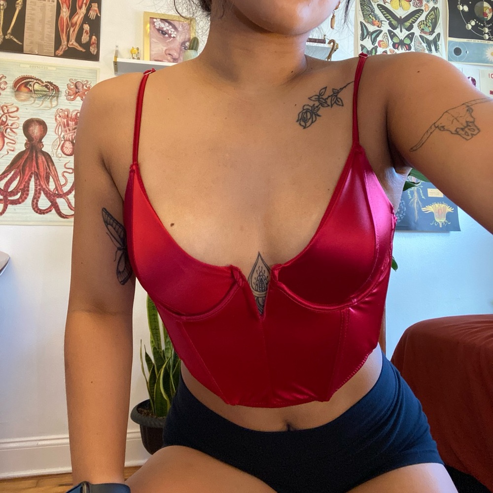NWT Garage Silky Red Corset Tank